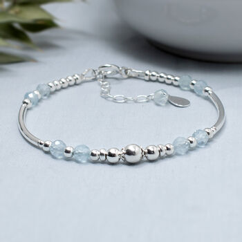 Aquamarine Gemstone And Sterling Silver Bracelet, March Birthstone Jewellery, 2 of 6