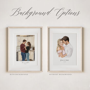 Engagement Gift Custom Couple Portrait Painting Hand Drawn From Photo, 7 of 11