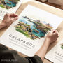 Galapagos Islands Ecuador Illustrated Travel Art Print, thumbnail 1 of 7