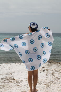 Peshtemal Turkish Beach Travel Gym Towel Evil Eye, 5 of 8