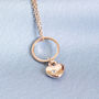 Rose Gold Plated Circle Necklace With Heart Charm, thumbnail 4 of 6