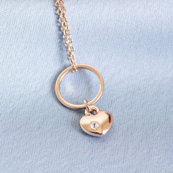 Rose Gold Plated Circle Necklace With Heart Charm, 4 of 6