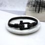 Men's Nautical Shackle And Woven Leather Bracelet, thumbnail 1 of 4