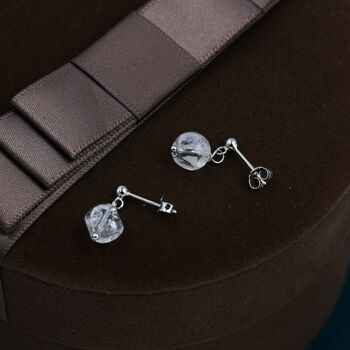 Natural Clear Quartz Dangle Drop Earrings, 4 of 10