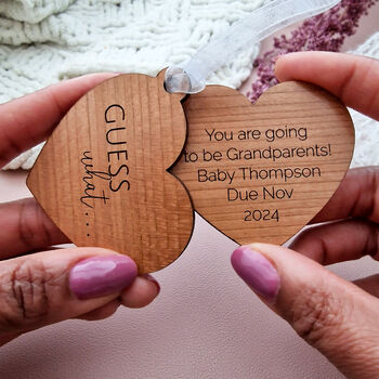 Personalised Pregnancy Announcement Heart Decoration, 4 of 5