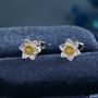 Sterling Silver Daffodil Flower Stud Earrings, thumbnail 1 of 9