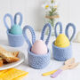 Three Bunny Egg Cup Easy Crochet Kit, thumbnail 1 of 9