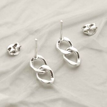 Sterling Silver Curb Chain Earrings, 4 of 6