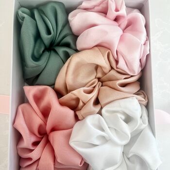 Box Of Five Luxury Large Silk Scrunchies, 2 of 6