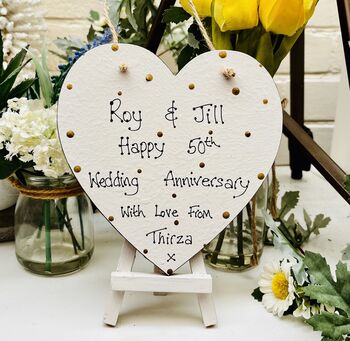 Personalised Golden Wedding Anniversary Gift Heart, 2 of 6