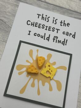 Cheese Polymer Clay Birthday Card Handmade, 4 of 12