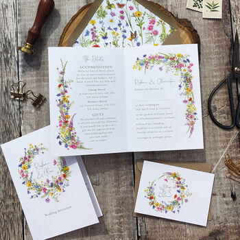 Wildflower Folded Wedding Invitation Suite By Paper Willow ...