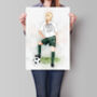 Girls Personalised Football Art Print, thumbnail 1 of 7