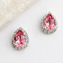 Pink Swarovski Crystal Teardrop Stud Earrings, thumbnail 1 of 6