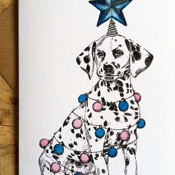 Dalmatian With Star Christmas Greetings Card, 2 of 3