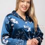 Blue Printed Soft Satin Long Sleeve Luxury Pyjama Set, thumbnail 6 of 9