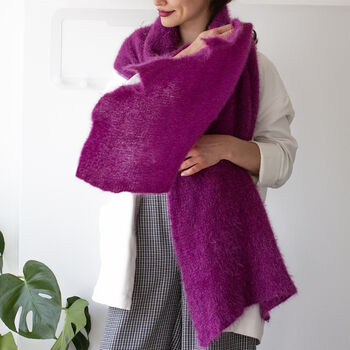 Fluffy Fuzzy Yarn Knit Bold Coloured Scarf, 3 of 11