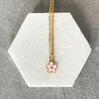 Pink Daisy Necklace Gold Plated Flower Pendant, 3 of 3