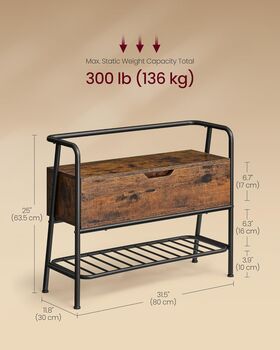 Shoe Storage Bench With Drawer Industrial Style Rack, 2 of 6