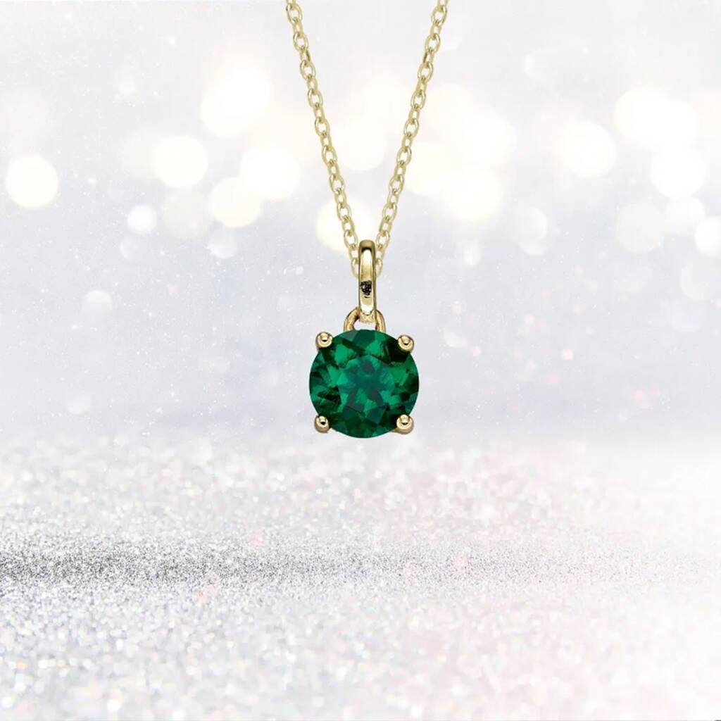 Personalised 9ct Gold May Birthstone Emerald Necklace By Songs of Ink ...