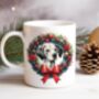 Personalised Dalmatian Christmas Wreath Dog Mug, thumbnail 1 of 2