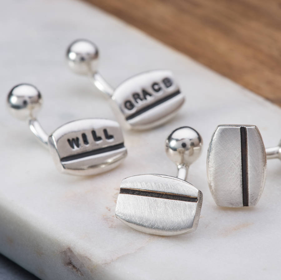 Image of Silver Line Personalised Cufflinks, Silver
