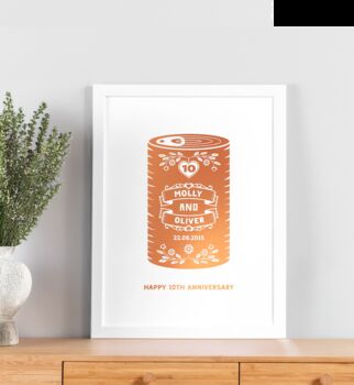 10th Tin Can Wedding Anniversary Print, 8 of 8