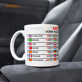 Moto 2026 Gp Season Racing Calendar Mug White Edition, 3 of 7