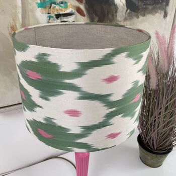 Handmade Green And Pink Drum Ikat Lampshade, 4 of 6