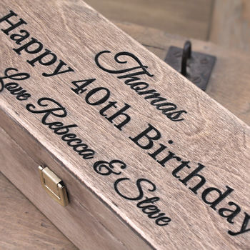 Happy Birthday Personalised Wooden Wine Box, 2 of 4