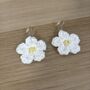 Handmade Crochet White Daisy Earrings: Surgical Steel, thumbnail 10 of 12