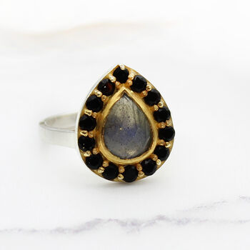 Labradorite And Black Spinel Cocktail Ring, 6 of 8
