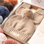 Baby Boy Personalised Bobble Hat And Mittens Gift Set, thumbnail 2 of 12