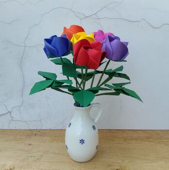 Rainbow Bouquet Of Origami Paper Roses, 4 of 4