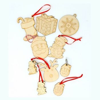 Plywood Christmas Tree Decorations Set6, 2 of 4