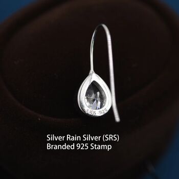 Sterling Silver Cz Droplet Drop Hook Earrings, 7 of 11