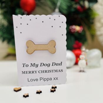 Personalised Dog Dad Christmas Card Mini Bone, 2 of 2