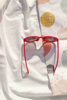 Red Rounded Oval Retro Style Sunglasses, 5 of 12