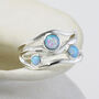 Molten Sterling Silver Blue Opal Trio Ring, thumbnail 3 of 8