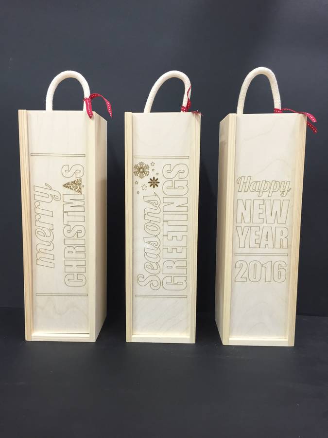 Personalised Laser Etched Christmas Wine Boxes, 1 of 4