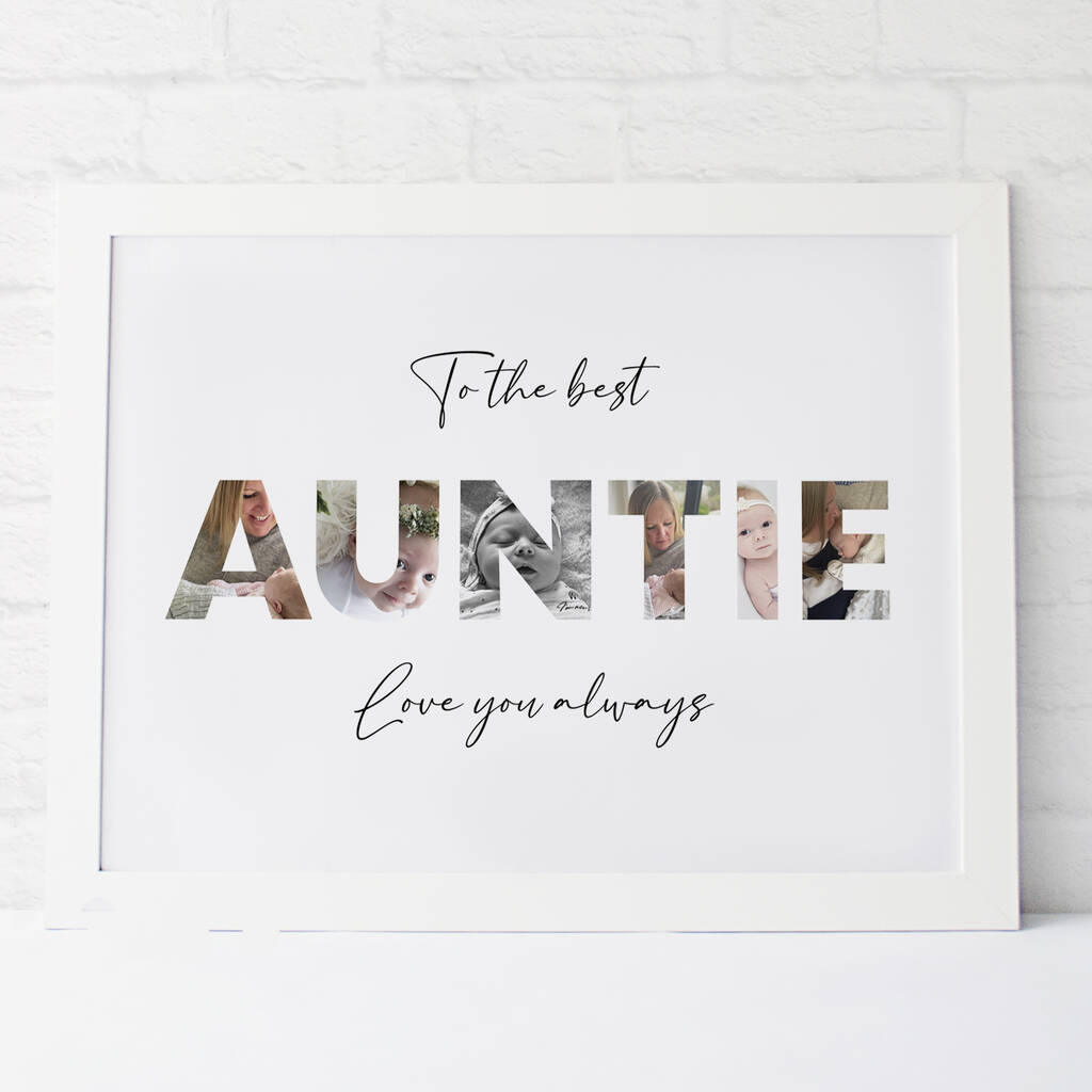 Printable Personalised Photograph Auntie Word Print, 1 of 2