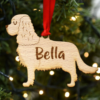 Cavalier Spaniel Personalised Wooden Dog Decoration, 5 of 6