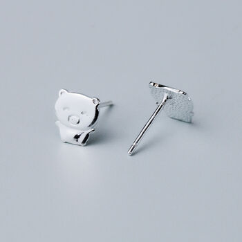 Sterling Silver Cute Pig Stud Earrings, 2 of 5