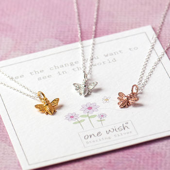 Honey Bee Necklace, Silver, Gold, Rose Gold, 5 of 12