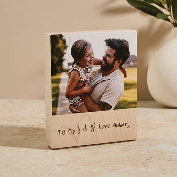 Personalised Photo Block With Engraved Child’s Handwriting, 3 of 7