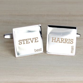 Personalised Classic Silver Plated Square Cufflink Set, 5 of 7