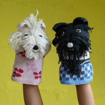 Hand Knitted Puppets In Scottish Outfits, 5 of 9