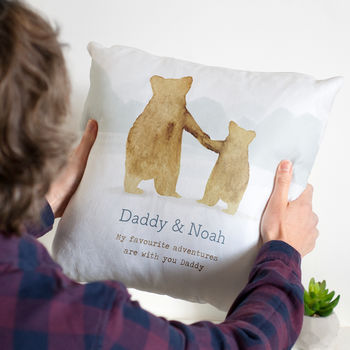 Personalised Father And Child Bear Cushion Gift For Dad, 2 of 10