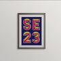 Se23 London Postcode Neon Typography Print, thumbnail 4 of 4