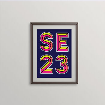 Se23 London Postcode Neon Typography Print, 4 of 4